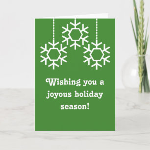 Falling Snowflakes Holiday Kaart, Bright Green Feestdagen Kaart