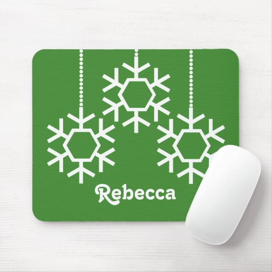 Falling Snowflakes Holiday Mousepad, Bright Green Muismat (Met muis)