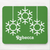 Falling Snowflakes Holiday Mousepad, Bright Green Muismat (Voorkant)