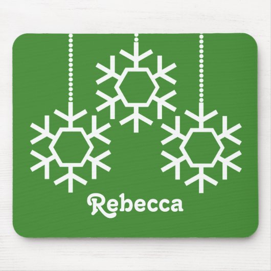 Falling Snowflakes Holiday Mousepad, Bright Green Muismat (Voorkant)