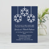 Falling Snowflakes Holiday Party, Donkerblauw Kaart (Staand voorkant)