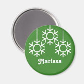 Falling Snowflakes Magnet, Bright Green Magneet (Voorkant / Achterkant)