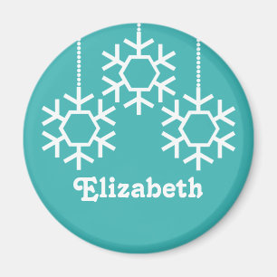 Falling Snowflakes Magnet, Turquoise Magneet