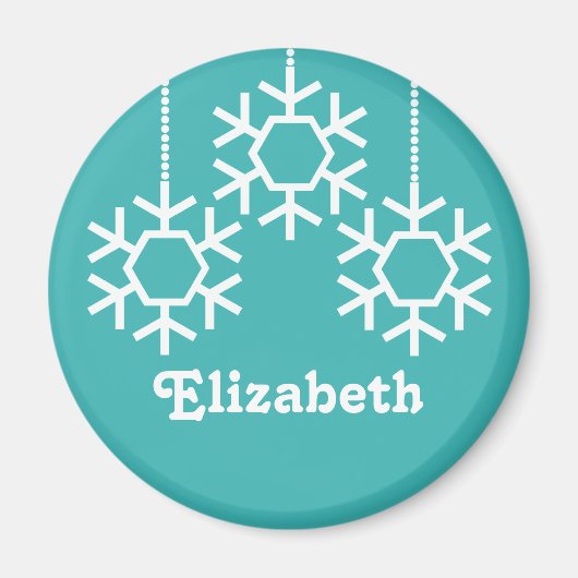 Falling Snowflakes Magnet, Turquoise Magneet (Voorkant)