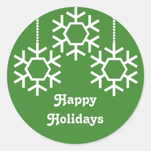 Falling Snowflakes Stickers, heldergroen Ronde Sticker (Voorkant)