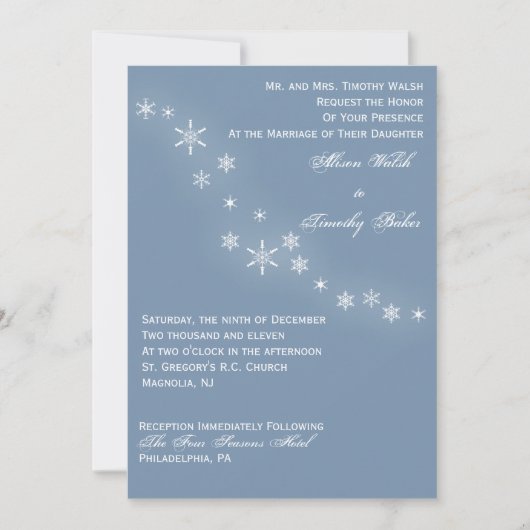 Falling Snowflakes Winter Weddenschap Kaart (Voorkant)