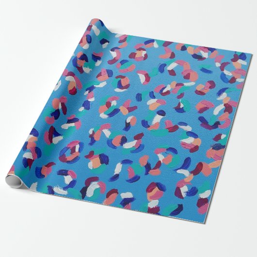 Falling Stars Blue Cadeaupapier (Uitgerold)
