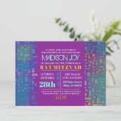 FALLING STARS & SQUARES Bar Bat Mitzvah Invitation Kaart (Staand voorkant)