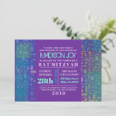 FALLING STARS & SQUARES Bar Bat Mitzvah Invitation Kaart (Staand voorkant)