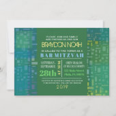 FALLING STARS & SQUARES Bar Bat Mitzvah Invitation Kaart (Voorkant)