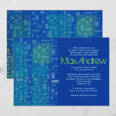 FALLING STARS & SQUARES Bar Bat Mitzvah Invitation Kaart (Voorkant / Achterkant)