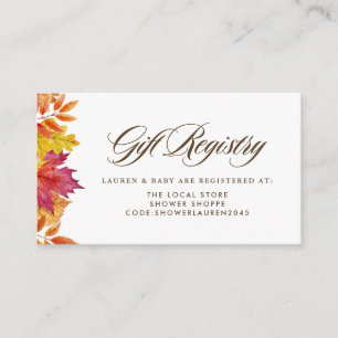 Falling verlaat Garland Autumn Baby shower Registr Informatiekaartje
