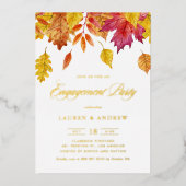 Falling verlaat Garland Autumn Engagement Party Folie Uitnodiging (Voorkant)