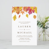 Falling verlaat Garland herfst bruiloft uitnodigin (Staand voorkant)