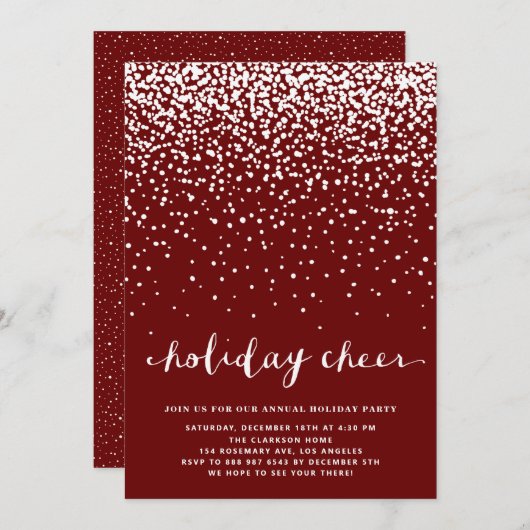 Falling White Snow | Uitnodiging Rode Vakantie (Voorkant / Achterkant)