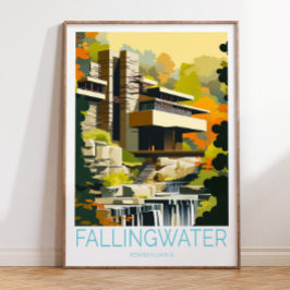 Fallingwater Travel Poster, Pennsylvania Poster