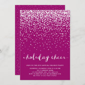 Fallling Snow Paars Holiday Party Kaart (Voorkant / Achterkant)