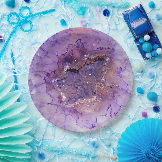 Falln Amethyst Geode Papieren Bordje (Feest)
