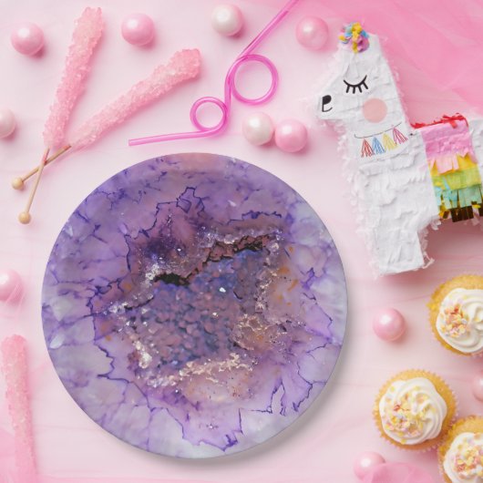 Falln Amethyst Geode Papieren Bordje (Feest)