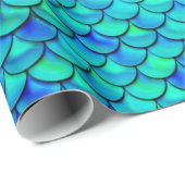 Falln Aqua Blue Scales Cadeaupapier (Rol Hoek)