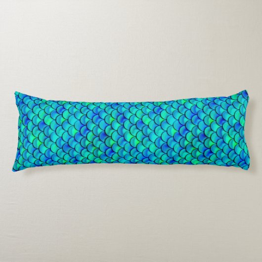 Falln Aqua Blue Scales Lichaamskussen (Voorkant)