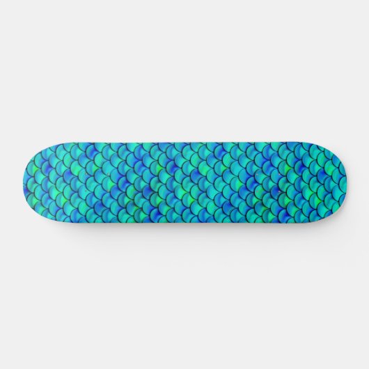 Falln Aqua Blue Scales Skateboard (Horizontaal)