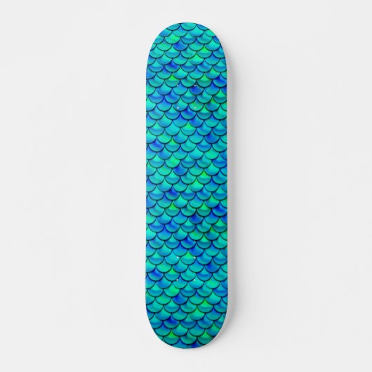 Falln Aqua Blue Scales Skateboard (Voorkant)