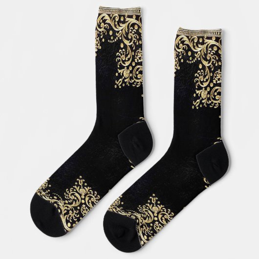 Falln Black And Gold Filigree Sokken (Links)