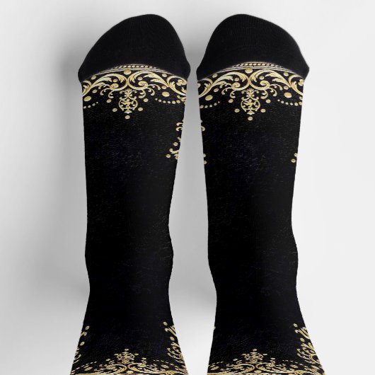 Falln Black And Gold Filigree Sokken (Top)