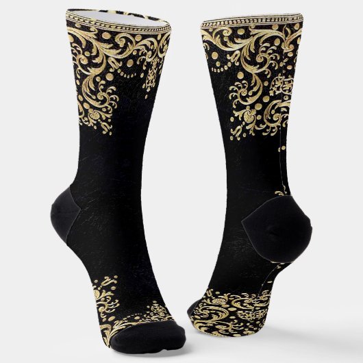 Falln Black And Gold Filigree Sokken (Gebogen)