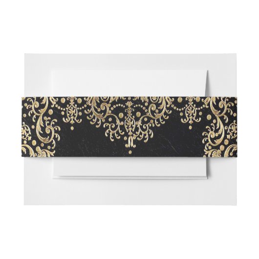 Falln Black And Gold Filigree Uitnodigingen Wikkel (Voorkant Voorbeeld)