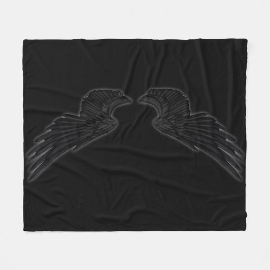 Falln Black Angel Wings Fleece Deken (Voorkant (Horizontaal))