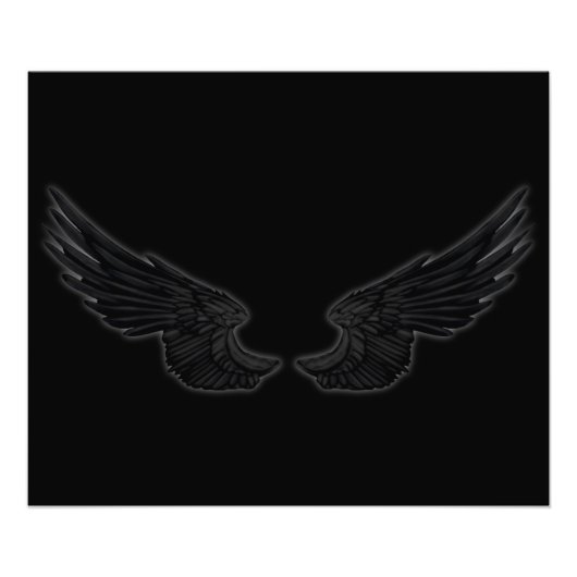 Falln Black Angel Wings Foto Afdruk (Voorkant)