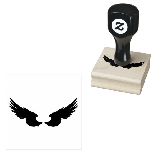 Falln Black Angel Wings Rubberstempel (Gestempeld)