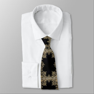 Falln Black en Gold Filigree Stropdas