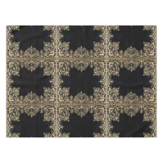 Falln Black en Gold Filigree Tafelkleed (Voorkant (Horizontaal))