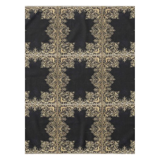 Falln Black en Gold Filigree Tafelkleed (Voorkant)