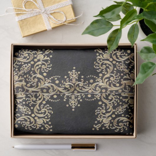 Falln Black en Gold Filigree Tissuepapier (Geschenk)