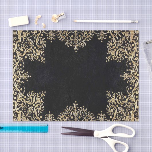 Falln Black en Gold Filigree Tissuepapier (Craft)