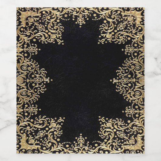 Falln Black en Gold Filigree Wijn Etiket (Enkel label)