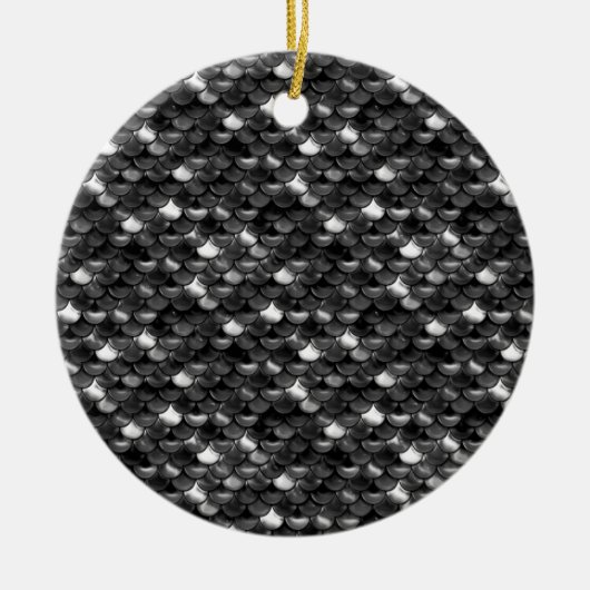 Falln Black en White Scales Keramisch Ornament (Voorkant)