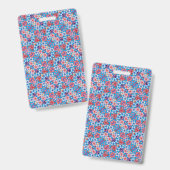 Falln Blauwe Bloemmotief Badge (Voor- en achterkant)