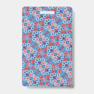 Falln Blauwe Bloemmotief Badge