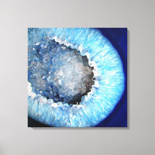 Falln Blue Crystal Geode Canvas Afdruk
