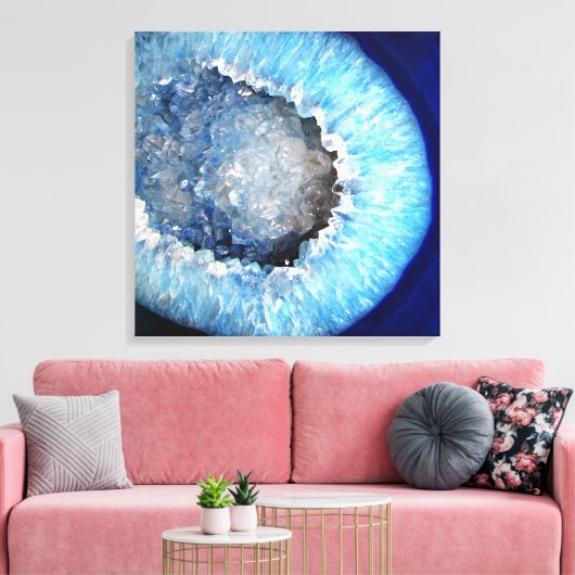 Falln Blue Crystal Geode Canvas Afdruk (Insitu (Woonkamer))