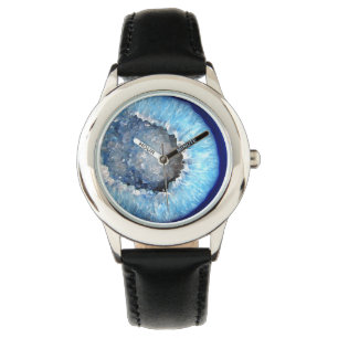 Falln Blue Crystal Geode Horloge