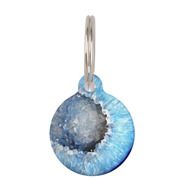 Falln Blue Crystal Geode Huisdierpenning (Voorkant)