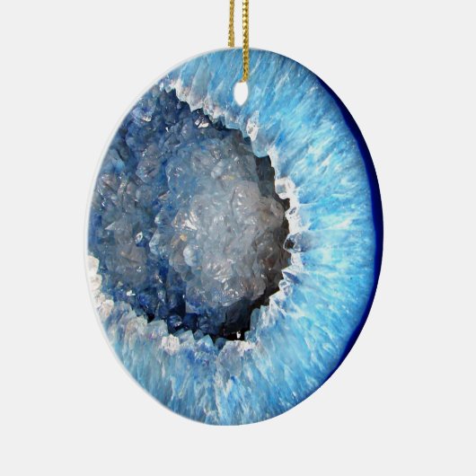 Falln Blue Crystal Geode Keramisch Ornament (Rechts)