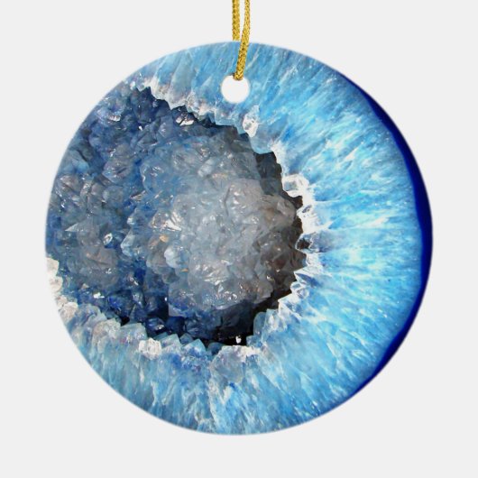 Falln Blue Crystal Geode Keramisch Ornament (Voorkant)