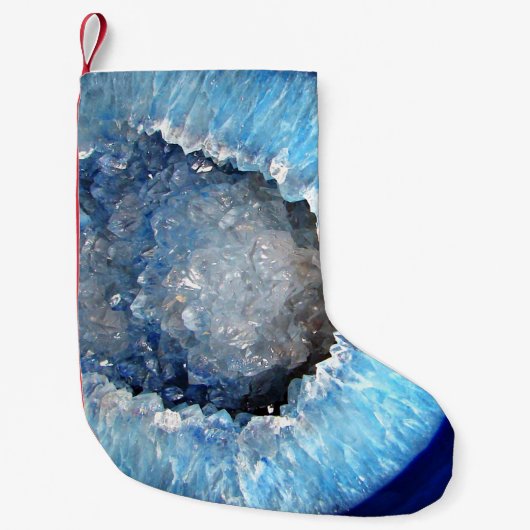 Falln Blue Crystal Geode Kleine Kerstsok (Voorkant)
